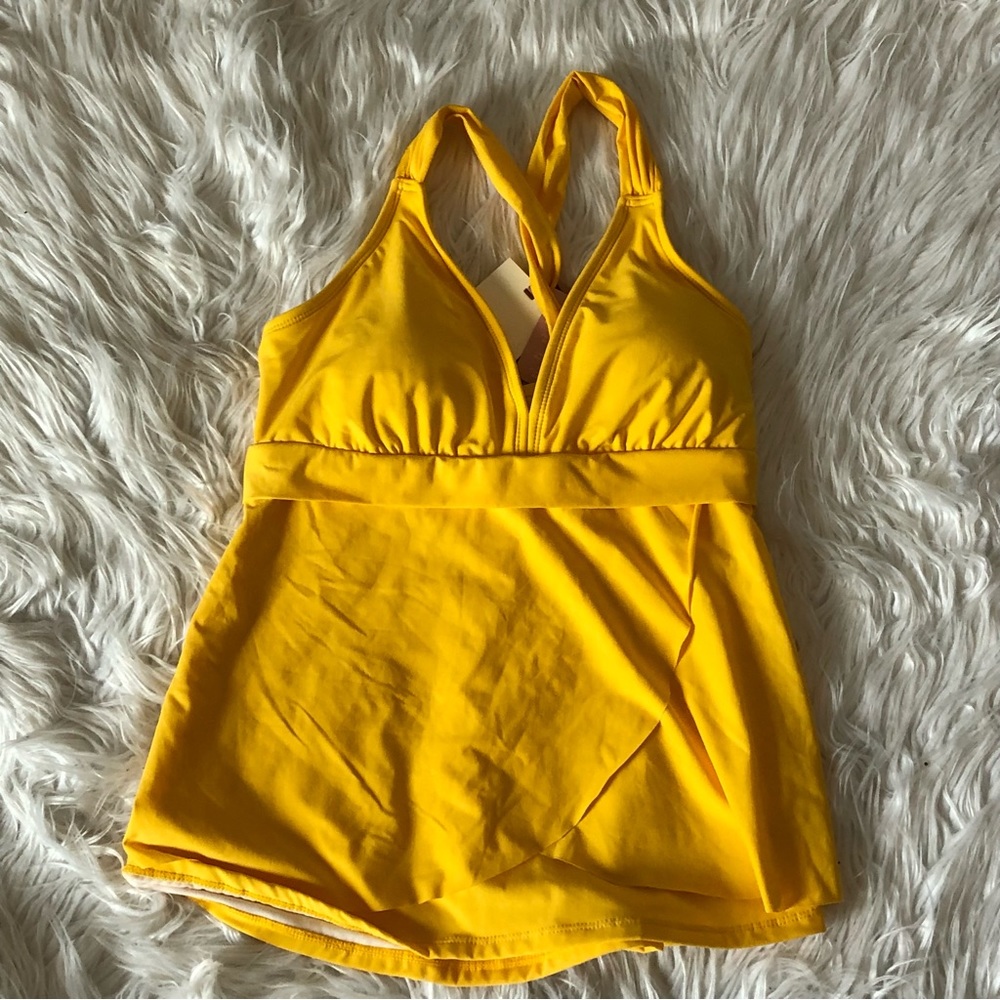 Nwt $76! Alex Marie Fit Solution Yellow Swimwear Top Only Womens Size M Tankini